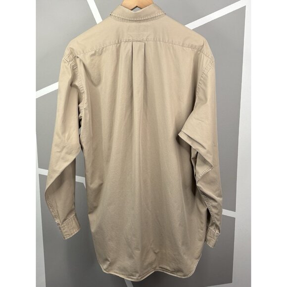 Vintage 90s Ralph Lauren Blake Shirt Mens L Tan Long Sleeve Oxford Button Preppy - Picture 2 of 16